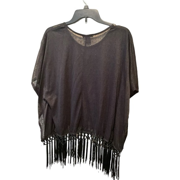 See You Monday Fringe Blouse Top Women M  Round Neck Cover up - Picture 2 of 4